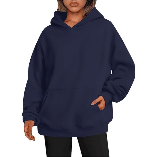 Sudadera Con Capucha Para Mujer, Sudadera De Forro Polar Informal, Holgada, De Gran TamañO, De Color SóLido S-image