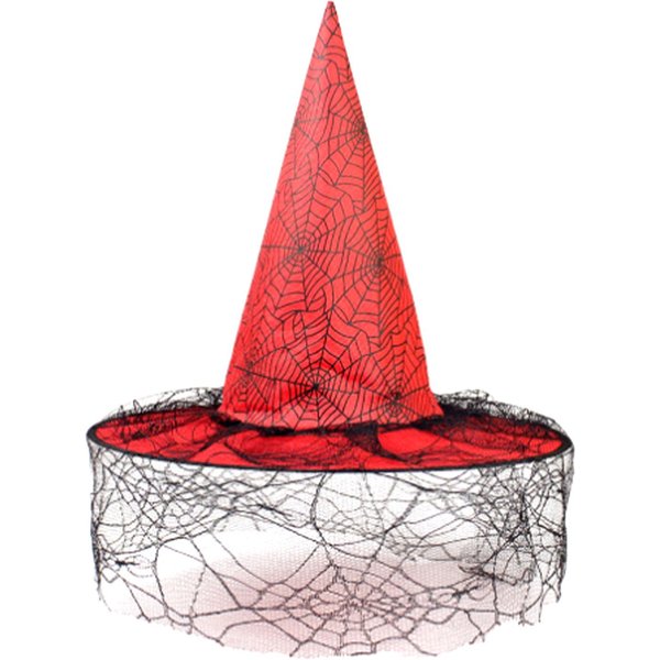 Sombrero De Halloween Fiesta Baile Bruja Red Decorativo Accesorios Esquina Puntiaguda Mago Bruja Sombrero Red-image