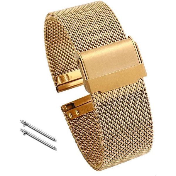 Pasek Do Zegarka Milanese Loop Stal Nierdzewna Zamiennik Bransoleta 12Mm 14Mm 16Mm 18Mm 20Mm 24Mm Pasek SzybkozłąCze 0.6Siatka 22Mm ZłOty-image