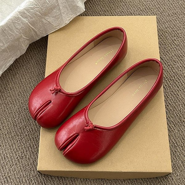 Modne JapońSkie Buty Tabi Ninja Kobiety Przytulne SkóRzane PłAskie Buty Z Rozdzielonym Palcem Loafersy Femme Mary Jeans Mokasyny Damskie Baleriny 36-image