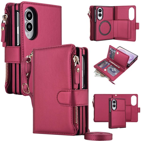 Portfel Z PrzegróDkami Na Karty Na Ramię Klapka SkóRzane Etui Do Samsung Galaxy Z Fold8 Fold 8 Szerokie Odporne Na WstrząSy Dla Magsafe Pokrowiec Z Funkcją Stojaka Galaxy Z Fold 8-image