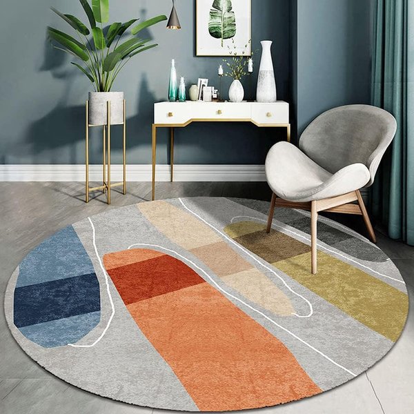 Nordycki Geometryczny OkrąGłY Dywan Do Salonu Lub Sypialni, OkrąGłA Mata PodłOgowa Do Gabinetu, Strefy Stolika Kawowego Lub KrzesłA Biurkowego Diameter 100Cm(39In)-image