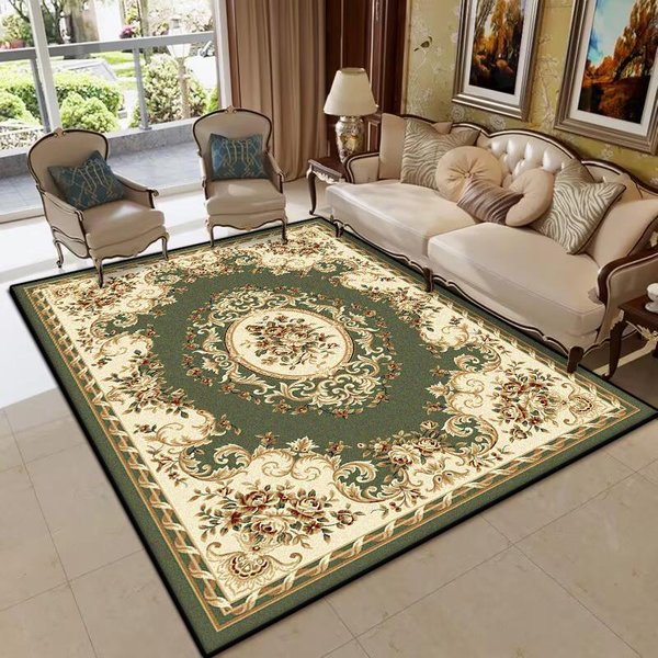 Alfombra De Lujo Verde Para Sala De Estar Estilo Europeo DecoracióN ÁRea Grande Sofá Alfombras Antideslizantes Dormitorio SalóN Felpa Mullida Felpudo De Piso 80*160Cm-image