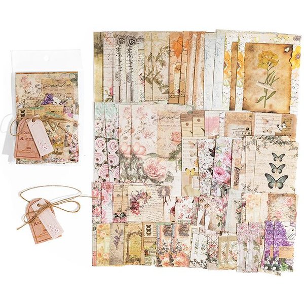 100 Sztuk/Opakowanie Dekoracja Scrapbook Vintage MateriałY Papier Combo Kit DIY Junk Journal Kolaż Album Ze ZdjęCiami Retro TłO Papierowe Beige-image