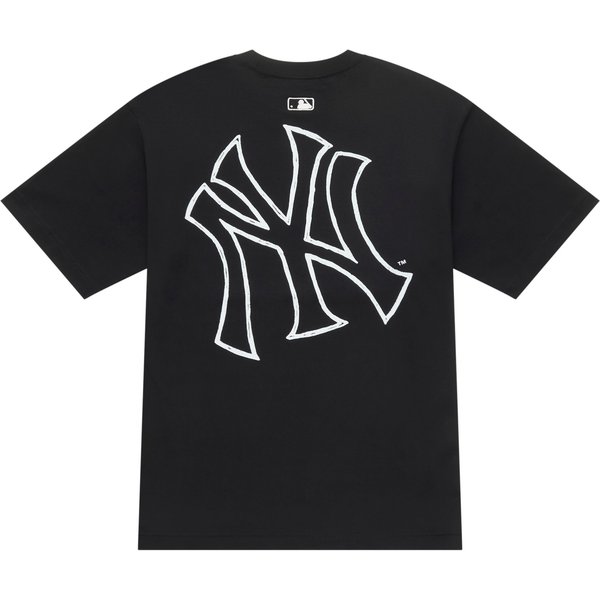 MLB Monogram Seria Vintage New York Yankees 25SS Styl ŻYcia Sportowy OkrąGłY Dekolt Codzienny OddychająCa Koszulka Z KróTkim RęKawem Unisex Top Czarny 3ATSB7053-50BKS S White-image