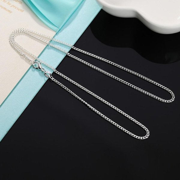Collar De Cadena Lateral De 2 Mm De Plata De Ley 925 De 16, 18, 20, 22, 24, 26, 28 Y 30 Pulgadas Para Mujer Y Hombre, JoyeríA De Moda, Regalo. 45Cm White-image