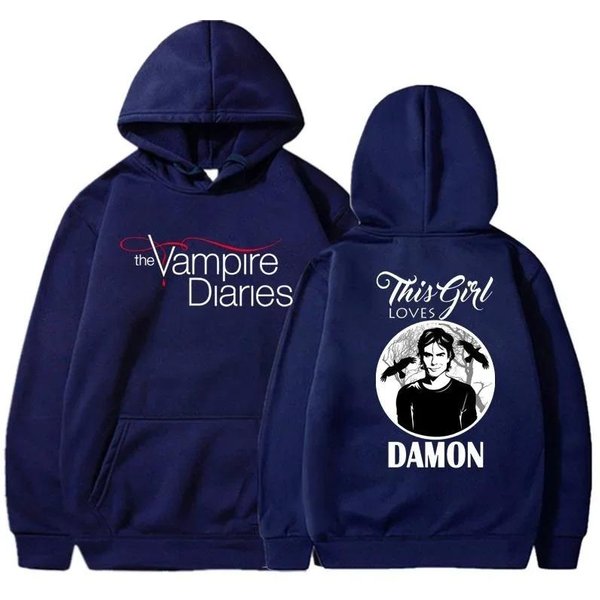 Bluzy The Vampire Diaries Moda Osobowość Bluza Z Kapturem Casualowa Outdoor LuźNa Z DłUgim RęKawem Pulower M-image