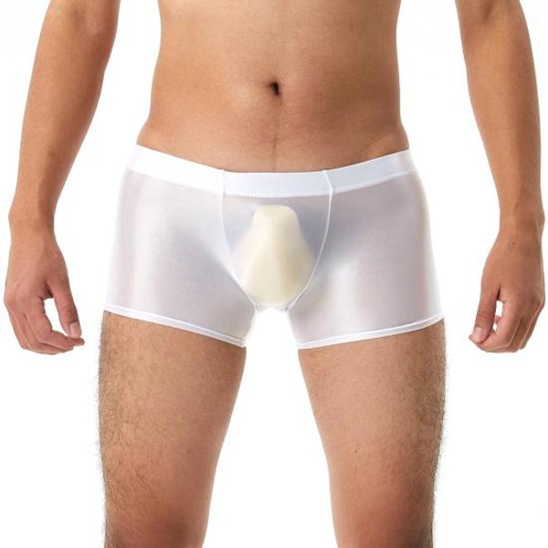 BóXer Para Hombre, Ropa Interior De Tiro Bajo, Bolsa Convexa En U, Calzoncillos BóXer De Color SóLido Transparente Brillante Y Sedoso, Bragas Deportivas Finas Y Suaves 2XL Blanco-image