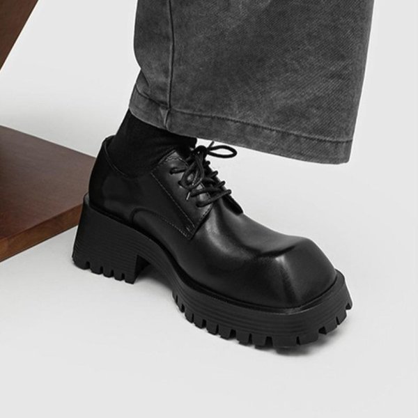 Wysokiej JakośCi MęSkie Trampki I Buty Codzienne Brytyjskie Derby Z DużYm Noskiem Buty Robocze MęSkie Eleganckie Buty Biznesowe Zapatos Hombre 45 Black-image