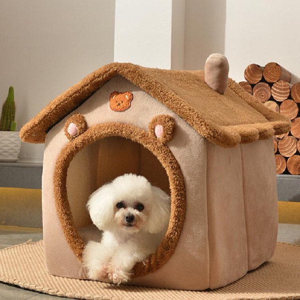 Caseta Para Perros, Caseta Para Gatos Tipo De Casa Universal Para Todas Las Estaciones Temporada De Invierno ColchóN Para Perros PequeñOs Removible Y Lavable Suministros Para Mascotas M-46*40*38-image