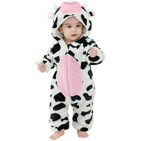 Mameluco Gris De RatóN Para Bebé NiñO NiñA Pijama Ropa Para ReciéN Nacidos Bodis Lindos Franela CáLido De Una Pieza Invierno Halloween Disfraz De Animal 3M(2-6 Months) White-image