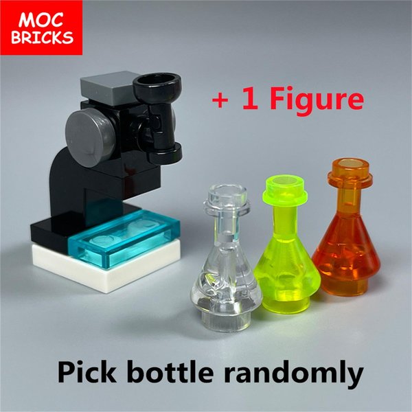 Kit MOC Ladrillos Hazlo TÚ Mismo Microscopio De Un Solo Orificio Figura MéDica Botella QuíMica Bloques De ConstruccióN Educativos Juguetes Regalos Para NiñOs-image