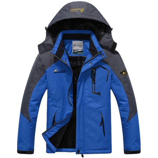 Zimowa Parka MęSka WiatróWka Plus Grube CiepłE Wiatroodporne Futra MęSkie Wojskowe Kurtki Anorak Z Kapturem MęSkie Kurtki Zimowe Xxxxxl Szafirowy-image