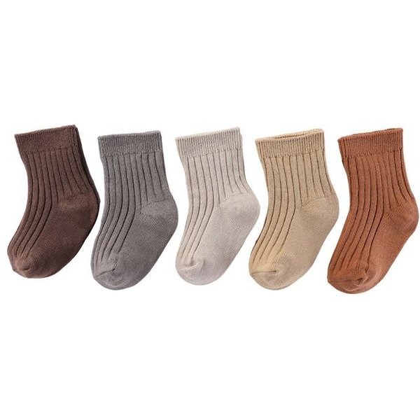 5 Pares Unisex 100% AlgodóN Calcetines Para Bebé NiñA Antideslizantes Color SóLido 0-5T Elasticidad Calcetines Para Bebé NiñO ReciéN Nacido Accesorios Para BebéS XS(0-6M)-image
