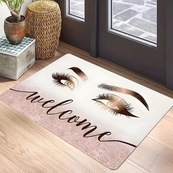 Nadruk RzęS Mata PodłOgowa Poliester Dywan Domowy AntypośLizgowy Dywanik WejśCiowy Salon ŁAzienka Sypialnia Kuchnia Wycieraczka 40X60Cm Flannel-image