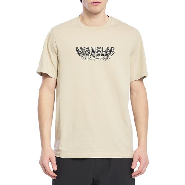 Moncler SS26 BawełNiany DżErsej Litery OkrąGłY Dekolt Sweter KróTki RęKaw Koszulka MęSkie Top L10918C0002289AYW216 XL White-image