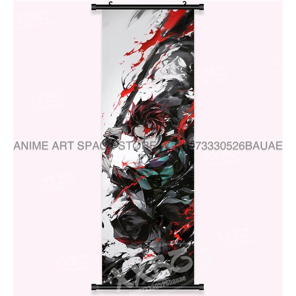 Pogromca DemonóW: Kimetsu No Yaiba Sztuka ŚCienna PłóTno Zwoje Obrazy Plakat Anime WisząCy Obraz Druk Dekoracja Domu Salon (As The Picture,40X120Cm(16X48Inch))-image
