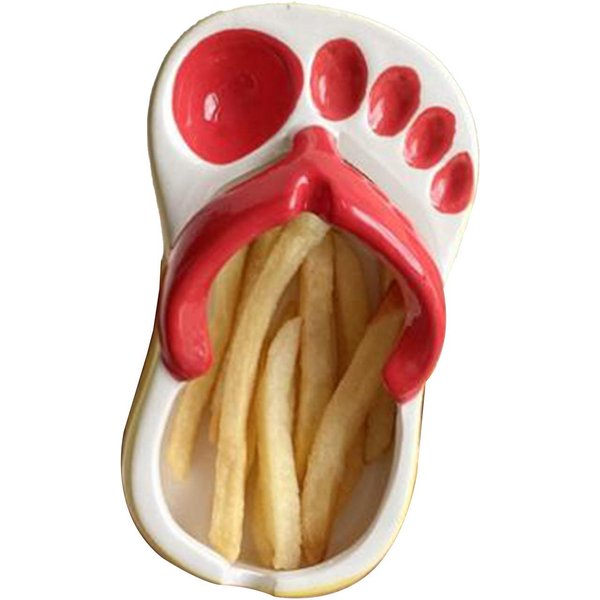 Plato De CeráMica Para Patatas Fritas Lindas Chanclas Plato Para Patatas Fritas Lindo Bol De CeráMica Con Forma De Chanclas-image