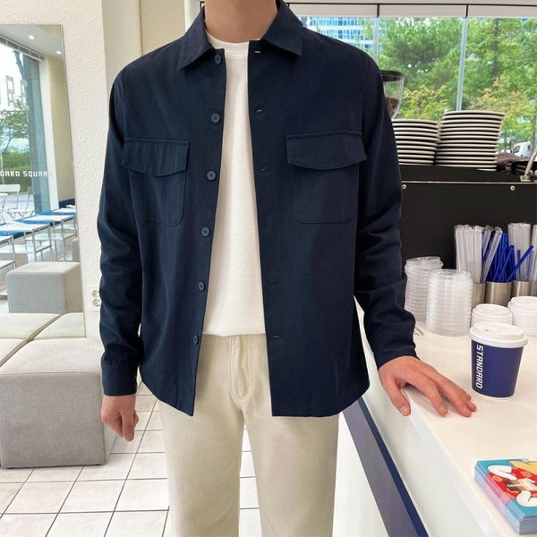 Chaqueta De Trabajo Simple Para Hombre OtoñO Nuevo Estilo Coreano Suelto DiseñO Nicho Camisa De Manga Larga Chaqueta 2XL White-image