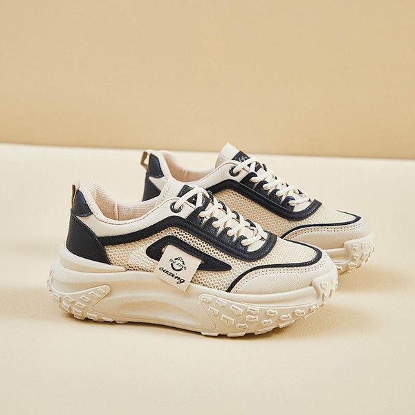 Zapatillas De Papá Nuevas Para Mujer En Verano Estudiante Deportes Y Ocio Malla Transpirable Suela Gruesa Altura 40 Black-image