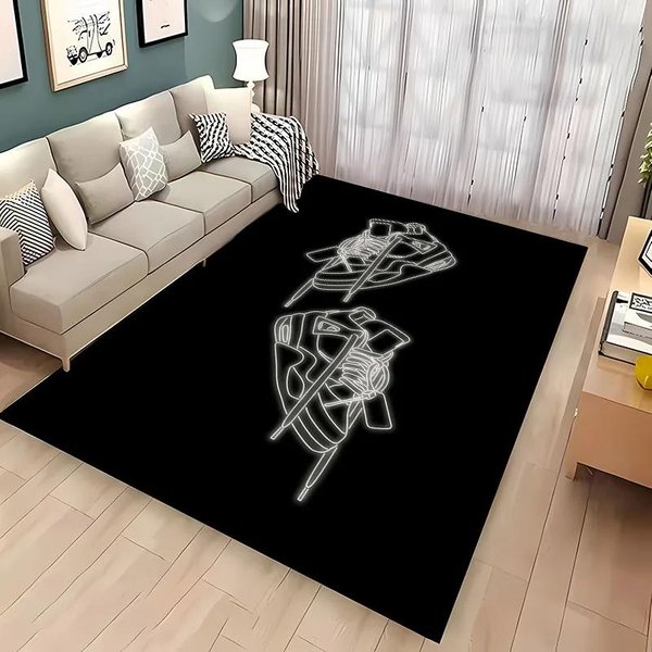 Modny Dywan Z Nadrukiem HD W KształCie ButóW Do KoszykóWki Do Sypialni, Salonu, Przedpokoju, Dywanik AntypośLizgowy, Wycieraczka Pod Sofę, Mata Domowa 80*120Cm-image