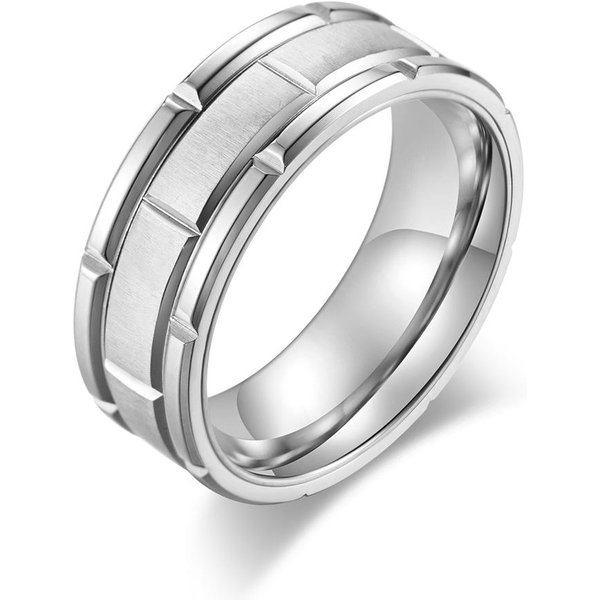 Anillo Combinado Cepillado De Acero De Titanio, Anillo De Pareja De Boda Compromiso Simple De Moda 13# White-image