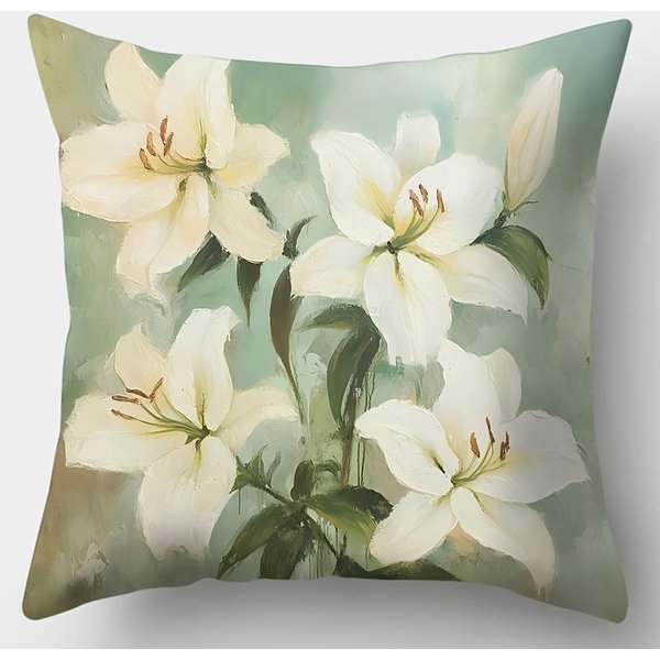 DecoracióN Del Hogar PatróN Floral De Lirio Fundas Decorativas Para Cojines Funda De CojíN Adecuada Para Sofá Dormitorio Coche Funda De CojíN 60X60Cm-image