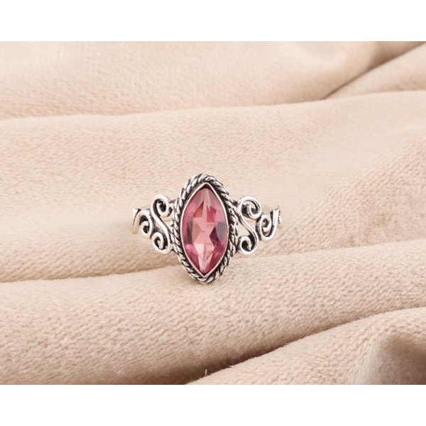 Piedra Preciosa Turmalina Rosa Natural JoyeríA De Plata De Ley 925 Hecha A Mano Anillo Para Mujer PR-1-2 13 Beige-image