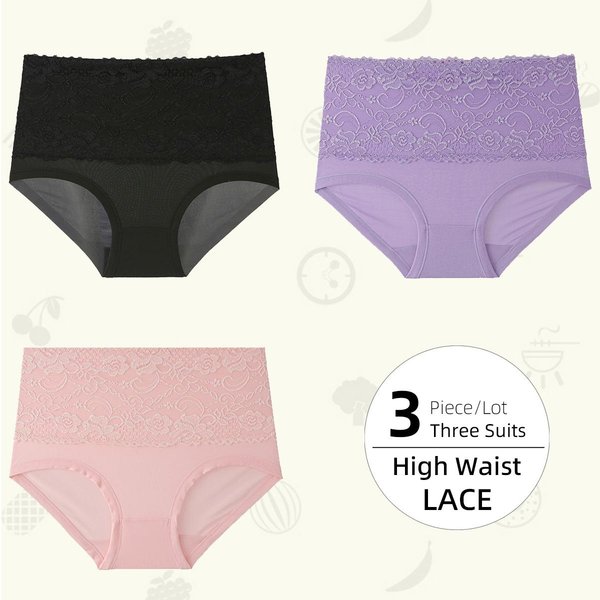 Majtki Damskie Z Wysokim Stanem Koronkowe Majtki Damskie W DużYch Rozmiarach Jednokolorowe Spodnie TróJkąTne Z Wysokim Stanem Bielizna Majtki 5XL Gray-image