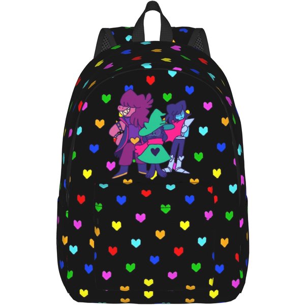 Mochila Deltarunes Berdly Y Kris Para Hombres Mujeres Genial Estudiante Senderismo Viaje Mochila Diaria Videojuegos PortáTil Bolsas De Lona Deportes S-image