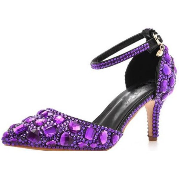 Sandalias De Talla Grande De 7Cm TacóN Fino Puntera Puntiaguda PedreríA Sandalias De TacóN Alto Zapatos De TacóN Alto Con PedreríA Dorada 39 Black-image