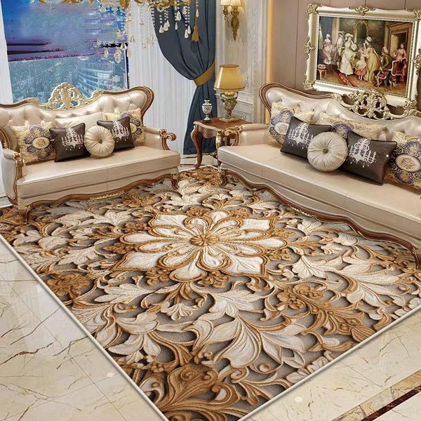 Alfombras De SalóN Grandes Estilo Europeo Lujo DecoracióN Hogar Dormitorio Alfombra De Felpa Esponjosa Comedor Lavable Antideslizante Suave Alfombrilla Suelo 180*250Cm-image