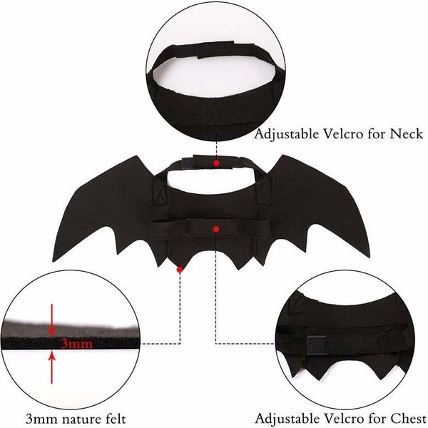Disfraz De Halloween Para Mascotas, Para Perros, Gatos, Cachorros, Gatitos, Alas De MurciéLago Negras-image