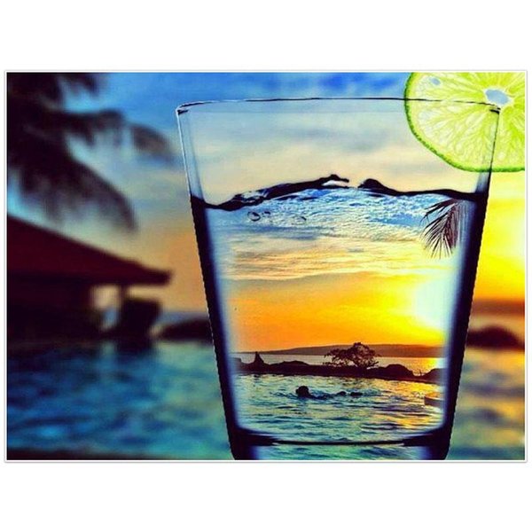 Paisaje De Atardecer Taza Bordado Completo De Diamantes 5D DIY Pintura De Diamantes Punto De Cruz DecoracióN Del Hogar 20X30CM-image