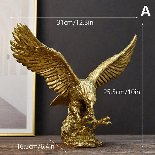 Estatua De áGuila Dorada De Resina, Modelo De Animal ArtíStico, ColeccióN De Adornos Para El Hogar, Oficina, Escritorio, Figuras Decorativas De Feng Shui-image
