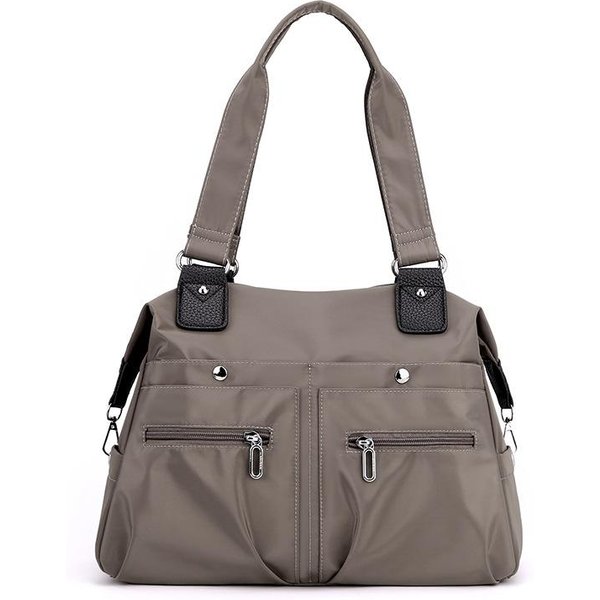 Bolsa De Compras Moderna Y VersáTil Bolso De Mano De Moda Para Viaje Ligero Resistente Al Agua Bolsa De Tela De Nailon Bolso De Hombro Para Mujer MarróN-image