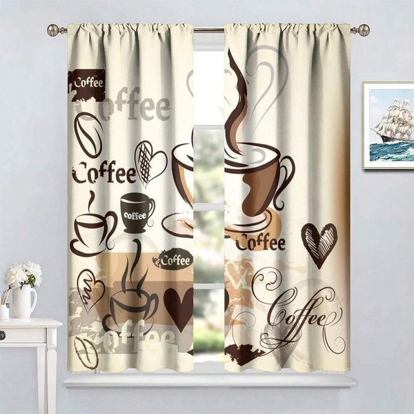 2 Szt. KróTki Widelec łYżKa Nóż Savor Cafe ZasłOny Farmhouse Sypialnia Salon ZasłOna Okienna Do Kuchni MałE Okno WystróJ Domu W60H60(Cm)X2Pcs&Hook Gray-image