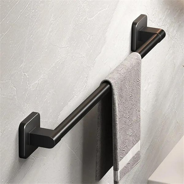Toallero, BañO, Estante De Almacenamiento Montado En La Pared Sin Perforaciones, Toalla De BañO, Inodoro De Una Sola Barra, Estante De Almacenamiento Para BañO Negro-image