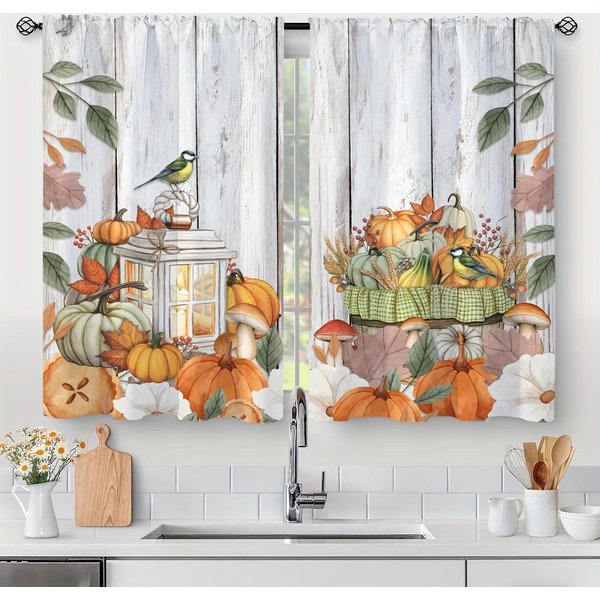 2 Piezas Nuevas Modernas Frescas A Cuadros Girasol ImpresióN Digital DecoracióN Del Hogar Cocina Cortinas Cortas Para Ventana Para Dormitorio Sala De Estar W60Xh100(Cm)X2Pcs&Grommet Top-image
