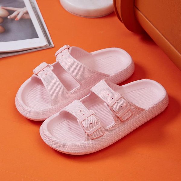 Zapatillas De Plataforma Gruesa Con Hebilla De Moda Para Mujer Hogar Suela Suave Eva Sandalias De Diapositivas De Nube Mujer Verano 2025 Antideslizantes Chanclas De Playa 36-37 Gris-image