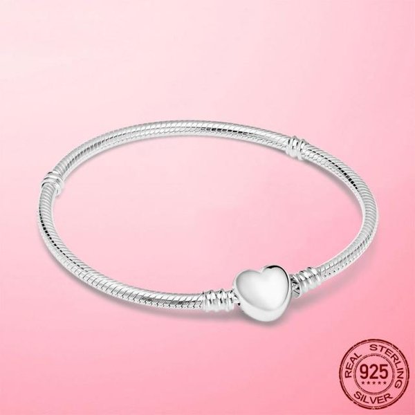 925 Sterling Silver Serce Wąż ŁAńCuch Bransoletka Dla Kobiet NieskońCzony WęZeł Daisy Kwiat ZapięCie Femme Bransoletka Bransoletki Kobiety BiżUteria 20Cm White-image