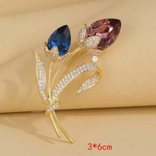 Broche De Flor De Circonita Chaqueta De Mujer CáRdigan Abrigo Pin AtmosféRico Vestido Corsage PedreríA Accesorios Simples-image