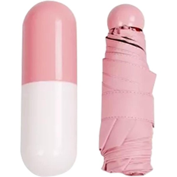 Paraguas De Bolsillo Mini Paraguas Plegable Compacto Rosa Para DíAs Soleados Y Lluviosos 6 Varillas-image