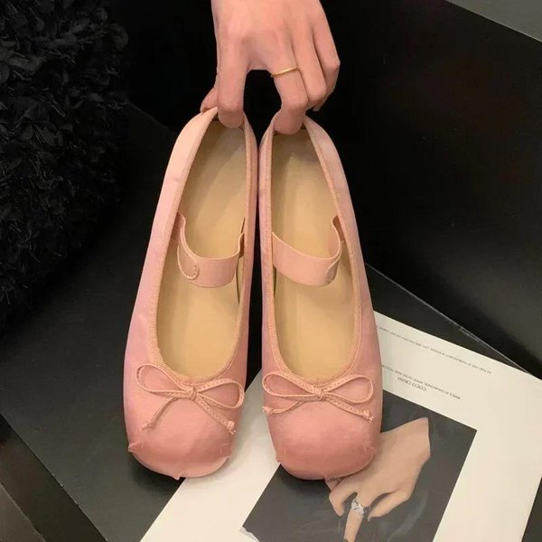 Zapatos De Ballet De Seda Satinada De Lujo Para Mujer, Mocasines CláSicos Con Punta Cuadrada Y Banda EláStica, Bailarinas Planas, Mocasines Suaves 38 Brown-image