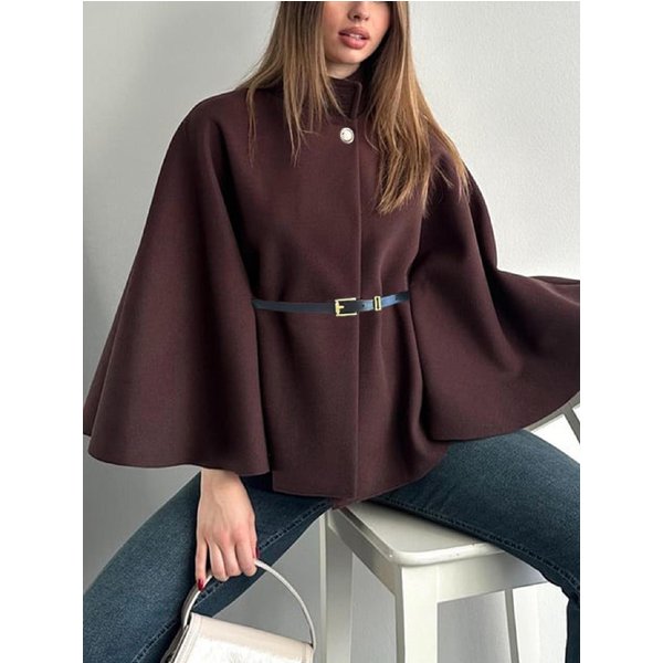 Ponczo PłAszcze Peleryny Damskie Czarne PłAszcze Zimowe PłAszcz Peleryna Z RęKawami Nietoperz Moda Damska Kurtka Peleryna M-image