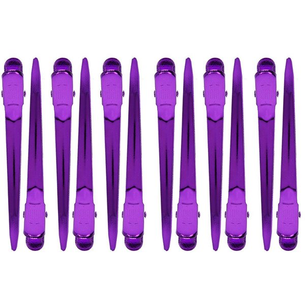 12 Pinzas De SalóN, Pinzas Para PeluqueríA, BarberíA, Pico De Pato, Horquillas Para SalóN Rojo Purple-image