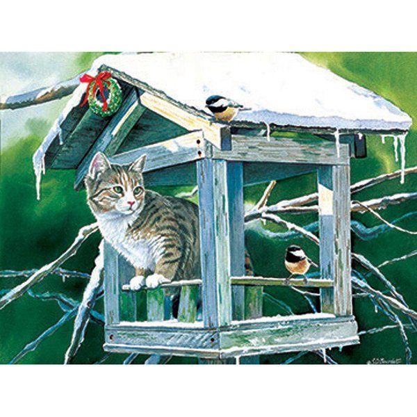 Pintura De Diamantes 5D DIY Bordado Gatos Y PáJaros Punto De Cruz Taladro Completo PedreríA DecoracióN Del Hogar 20X30CM-image