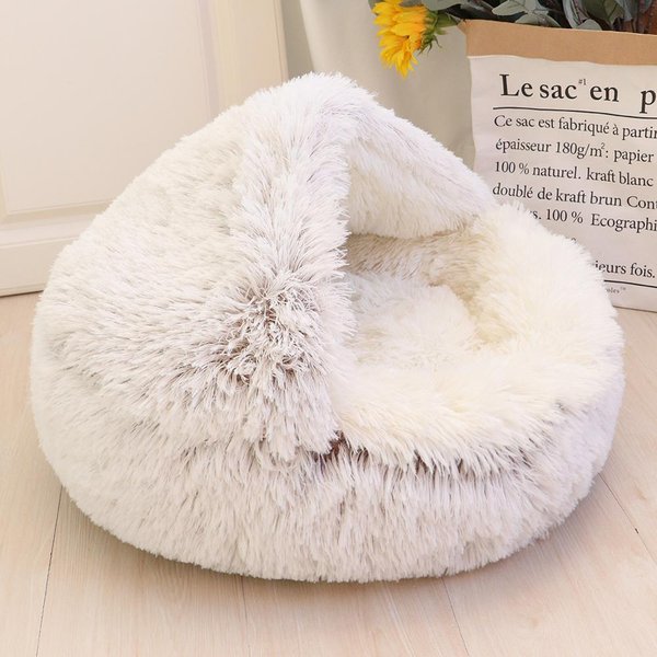 Nueva Cama CáLida Para Perro Gato Redonda Felpa Larga Casa Cueva Para Gatos Mascota CojíN Cesta Alfombrilla Para Dormir Para Gatos Perro PequeñO Nido Chihuahua 40Cm-image