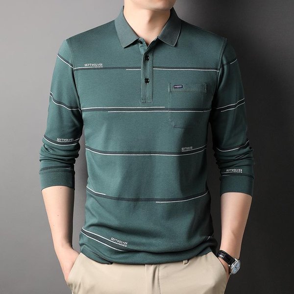 Polo Informal De Manga Larga Con Solapa Para Hombre, Camiseta De AlgodóN Lavada Con Bolsillo Real Para Primavera Y OtoñO XL Gray-image