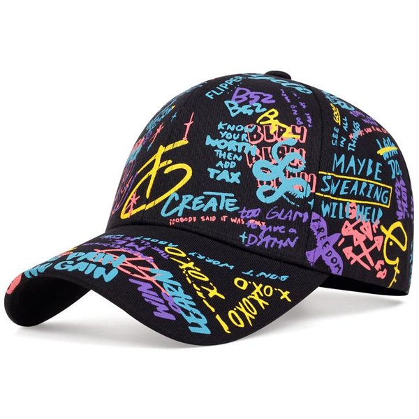 Modna Czapka Z Daszkiem Z Literami, Czapka Hip-Hopowa Z Graffiti, Czapka PrzeciwsłOneczna, Czapka Wiosenna, Regulowana Czapka Snapback Z BawełNy Dla MężCzyzn I Kobiet Blue-image